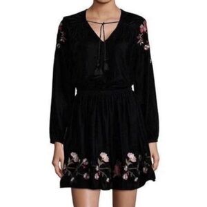 a.n.a Black Dress with Embroidered Floral Accents